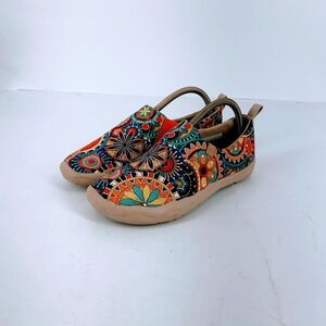 UIN Womens Blossom Toldedo Slip On Canvas Sneakers Art Travel Loafers Multi SZ 7